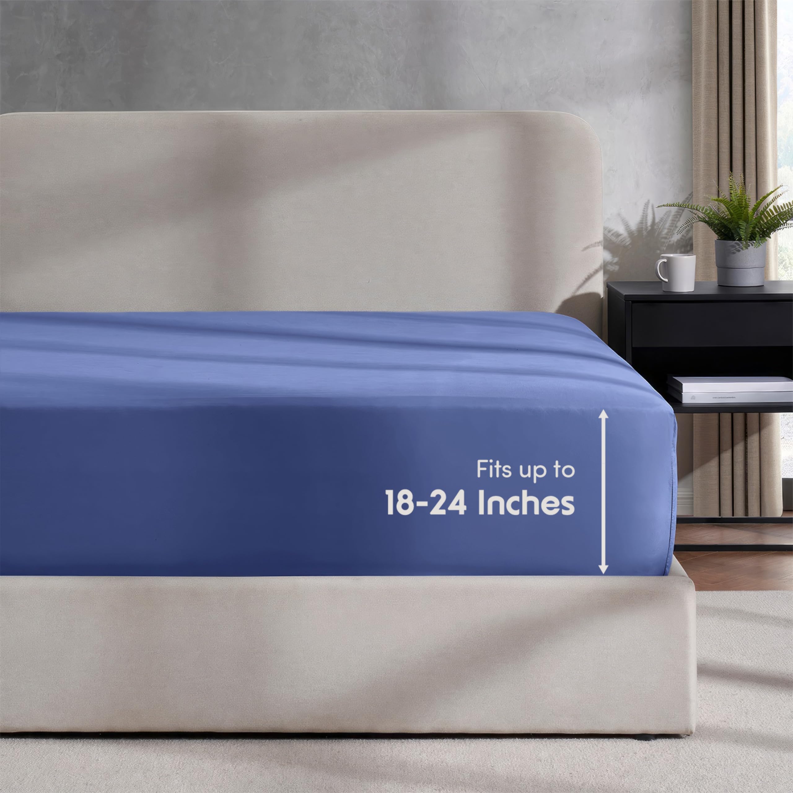 Nestl Extra Deep Pocket Full Fitted Sheet, Royal Blue Full Size Fitted Sheet Only, 1800 Microfiber Fitted Bed Sheet, Ultra Soft